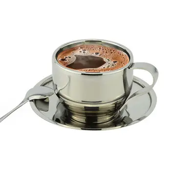 Hot Nou Oțel Inoxidabil Dublu-punte Ceașcă de Cafea Seturi de Lapte Ceașcă de Cafea Cani Lingura Tavă Înaltă Calitate