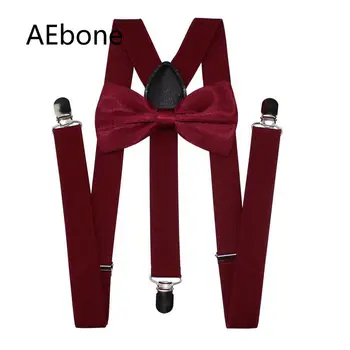 AEbone Suspensorio Adult Visiniu Bretele si Papion pentru Barbati Femei Bleumarin Bretelles Pantalon Pour Homme Femme 100cm Sus59