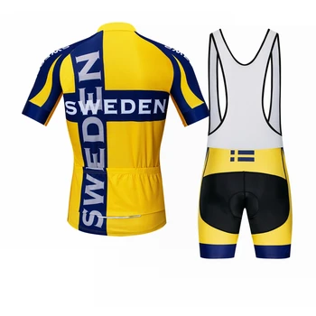 Suedia 2019 Bicicleta Jersey Set Bărbați ciclism jersey bib shorts MTB sus Mountian Rutier Biciclete tricouri costum Ropa Ciclismo Galben uk