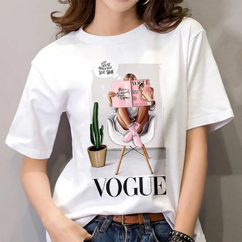Femei de moda VOGUE Imprimare T-shirt 2020 Harajuku Casual de Vara Topuri Haine de sex Feminin Drăguț O-Gât Streetwear Doamnelor Camasi