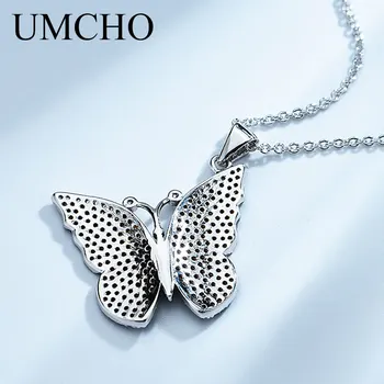 UMCHO Argint 925 Pandantiv Coliere Luxy Fluture Colorat Declarație de Bijuterii Vintage Pentru Femei Cu Lanț