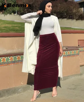 Musulman Fusta Femei Pur De Înaltă Elastic Stirpe Skinny Knit Bodycon Slim Turcia, Africa De Partid Dubai Șold Sexy Epocă Creion Jos