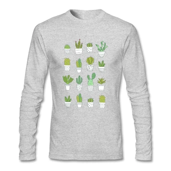 Cactus Normal T Shirt Mens Lungă Maneca O-neck Bumbac Barbati Haine 3XL