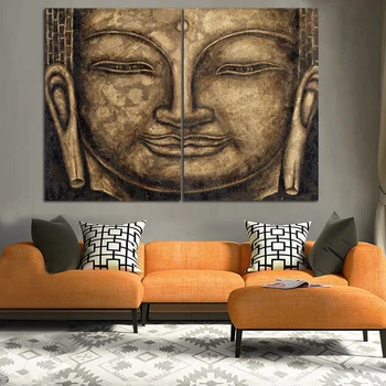 CHENFART panza pictura Arta de Perete Gri 2 Panoul Modern de Mare, Ulei de Stil Buddha Perete Print pe Panza de Casa Living Decoratiuni