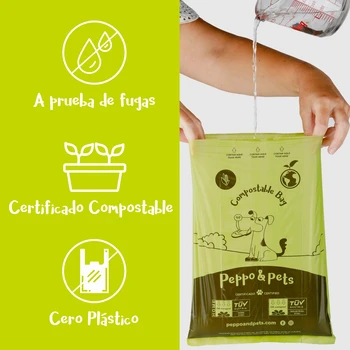 Peppo și Animale de companie , Bolsas para caca de câine ecologicas , Compostables , 8 rollos, 120 bolsas, o Aroma lavanda, Muy resistentes