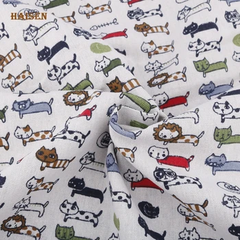 Haisen, 50x150cm,Desene animate pisica din Bumbac Imprimat Lenjeria de pat Tesatura Pentru DIY Quilting & Cusut Decor Acasă Cortina fata de Masa de Material