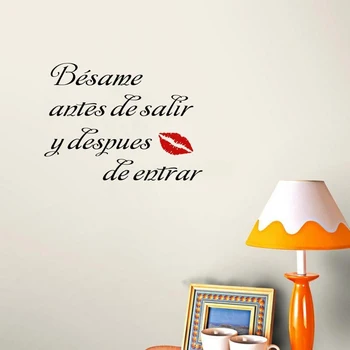 Besame antes de salir y despues de mergi in spaniola Citat de Vinil Murală Sărut Autocolante Camera de zi Dormitor Decor Acasă Tapet
