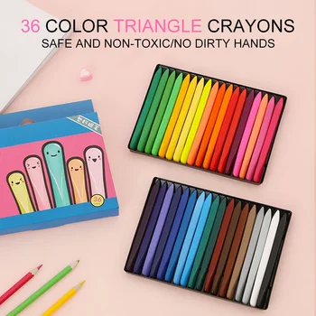 36 Culori Creioane colorate Triunghiulare Triunghiulare de Colorat Creion pentru Studenți copii Copii H-cele mai bune
