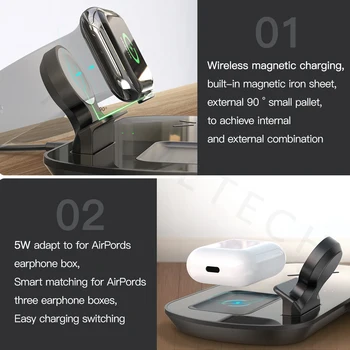 3 în 1 Qi Wireless Charger Pad 10W Stație de Încărcare Rapidă pentru iPhone 11 pro X XS Max XR pentru Apple Watch 5 4 3 2 pentru Airpods