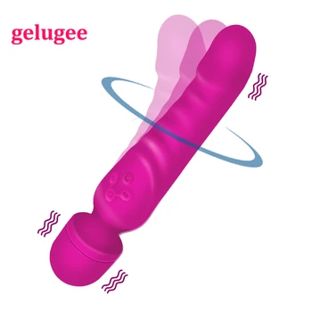 Gelugee Moale Puternice Vibrații Silicon AV Baghetă Magică Penis artificial Vibratoare Jucarii Sexuale pentru Femei punctul G Clitorisuri Masaj sex Feminin Mastrubator