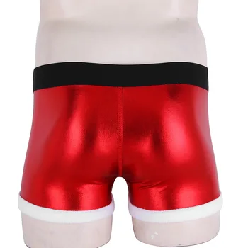 De Sex Masculin Mens Crăciun Boxer Faux Din Piele Imprimate Curea Model De Vacanță De Crăciun Moș Crăciun Cosplay Costum Boxeri Chiloți