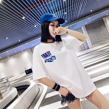 Vara Tricou Femei Harajuku Stil coreean scrisoarea imprimate t-shirt Negru vrac Scurt Maneca Tee Cămașă Femme Camiseta Mujer
