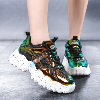 Moda De Mare Dimensiune 41 Mov Cu Paiete Bling Indesata Adidasi Femei Sclipici Pantofi De Lux, Oglinzi Platforma Pantofi Femei Tendință Adidași