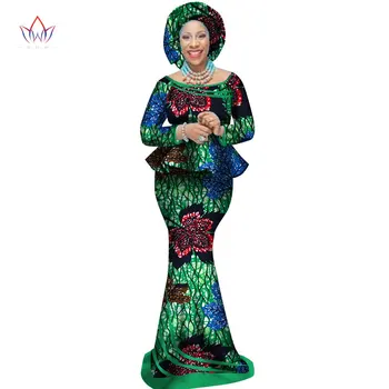2020 Toamna Africane Rochii pentru Femei costume Privat Personalizat Femei din Africa Dashiki Fusta Set+Cap Eșarfă 3 Piese de Îmbrăcăminte WY2498