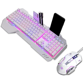 Mecanice RGB Tastatura și Mouse-ul Combo, Reglabil Respirație Lampă cu Fir Tastatură de Gaming Încheietura Restul Tastatura