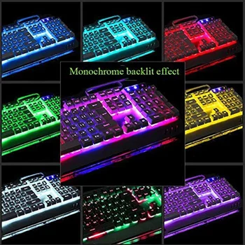 Mecanice RGB Tastatura și Mouse-ul Combo, Reglabil Respirație Lampă cu Fir Tastatură de Gaming Încheietura Restul Tastatura