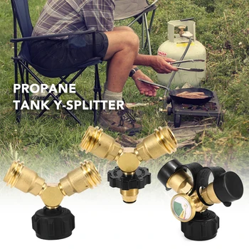 Y-Splitter Rezervor de Propan Adaptor QCC1 Tanc T Adapter Două Mod de GPL Adaptor Tee Conector cu Ecartament GRĂTAR Sobe de Camping Echipament