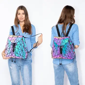 Lovevook femei rucsac geometrice luminos sac ghiozdan pentru fete adolescente geanta crossbody pentru femei 2020 set de sac de ambreiaj și pungă