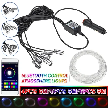 6M/8M EL Sârmă RGB Multicolor LED Strip Control bluetooth APP Auto Interior Lumina de Neon Atmosfera Benzi Lampa cu 12V DC Driver