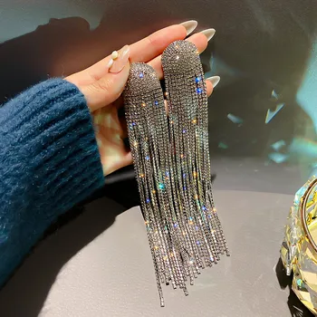 FYUAN Ciucure Lung Complet Stras Picătură Cercei pentru Femeile Ovsize Cristal Legăna Cercei Moda Bijuterii Accesorii