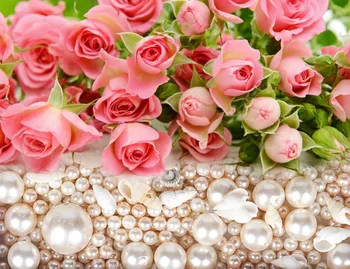 Pink rose perle 3D Fereastră Perdele Opace camera de zi dormitor nunta decora Cortinas Draperii Rideaux Personalizate față de pernă