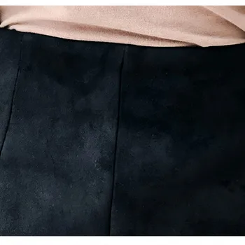 Noua Moda Fuste De Piele De Căprioară Femei 2018 Vara Saias Talie Mare Un Cuvânt Fusta Fermoar Oblic Mini-Fusta Eleganta Jupe Feminin Faldas