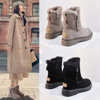Cizme de zapada pentru Femei 2020 Iarna Noi Plus Catifea Groasă din Piele Cizme Martin Toamna Și Iarna Cald Blana Pantofi de Bumbac