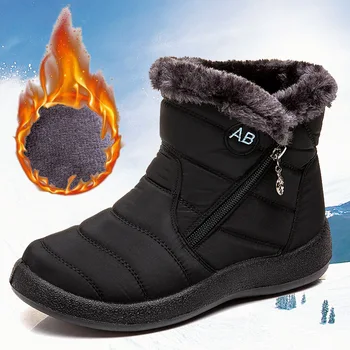 Rezistent La Apa Glezna Cizme Pentru Femei Cizme De Zăpadă De Pluș Cald Femei Cizme De Iarna Botine Femei Cizme De Iarna Pentru Femeie Pantofi Plus Dimensiunea 43