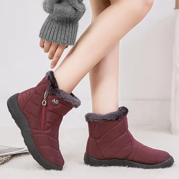 Rezistent La Apa Glezna Cizme Pentru Femei Cizme De Zăpadă De Pluș Cald Femei Cizme De Iarna Botine Femei Cizme De Iarna Pentru Femeie Pantofi Plus Dimensiunea 43