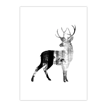 Poster de Arta Cerb Pădure de Paduri Nordice Postere si Printuri Decor Scandinav Poza Perete pentru Camera de zi de Perete de Arta Canvas Print