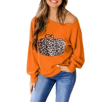 2020 Femei de Moda de Halloween Tricou Chic print Bluza cu Maneca Lunga Tricouri Femei Casual Stradă Bluze cu maneca Topuri de Bumbac Blusas#3