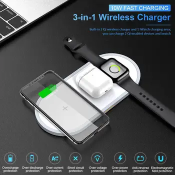 3 În 1 10W Rapid de Încărcare Încărcător Wireless Charging Pad Pentru IPhone XR XS Max 8 Pentru Apple Watch 2 3 4 5 Pentru AirPods Pentru Samsung
