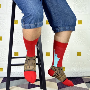 Șosete pentru bărbați fashion design amuzant șosete de bumbac nebun pictură în ulei serie sosete pentru barbati