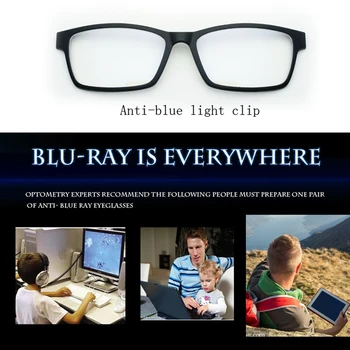 Full Frame Bărbați Ochelari de vedere de Noapte Viziune Ochelari Anti-albastru Meci Magnet Clip pe ochelari de Soare Miopie Radiație Polarizată PEL2076