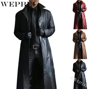 WEPBEL Moda Barbati Medieval Steampunk Lungă, Jachete de Piele Vintage de Toamna Iarna Îmbrăcăminte din Piele Faux Trenci ofițeresc Cardigane