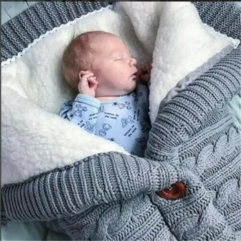 2 buc de Iarna Cald Saci de Dormit Copil Nou-născut Tricotate Cărucior Înfășurați o Pătură Scutece Wrap Copilul Sac de Dormit +Carucior Balustrada Set