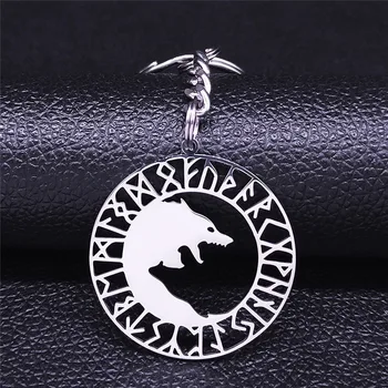 2020 lui Odin Lupi din Oțel Inoxidabil Breloc Bărbați de Culoare Argintie Viking Simbol Logo Semn Breloc Bijuterii inel porte clef K4301S05