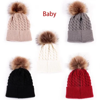 Părinte-copil Pălărie tricotate de Toamna si Iarna Băieți Fete 5 Culori Drăguț Copil Cald Copil Pălărie de Calitate Capac Populare 2pc/set