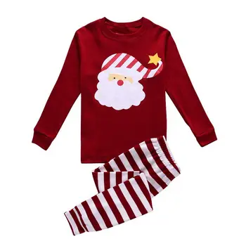 Red Santa Baby Boy Pijamale, Haine De Bumbac 2019 Crăciun Pentru Copii Pijamale Pentru Set Haine Copii, Tricouri, Pantaloni Cu Dungi, Pantaloni