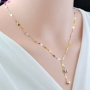 BOCAI S925 argint colier de sex feminin 2020 noua moda bijuterii femei trei culoare argint Thai personalitate colier