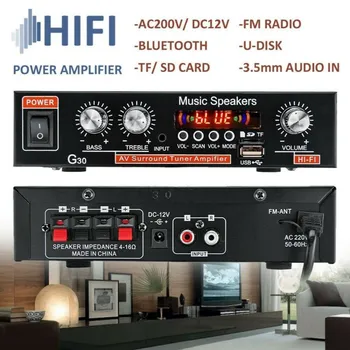 Universal G30 HIFI Auto Bluetooth Audio de Putere Amplificator Radio FM-Player Suport SD / USB / DVD / MP3 Cu Telecomanda