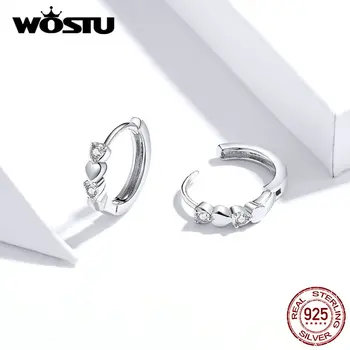 WOSTU 2019 Nou Design Autentic Argint 925 Cercei Cerc de Moda Fierbinte Shining Heart Cercei Petrecere de Nunta, Cadou FIE777