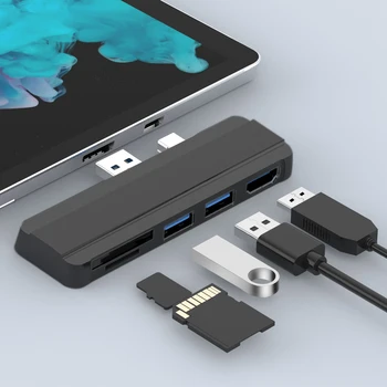 Hub USB 3.0 Adaptor Dock Station pentru Microsoft Surface Pro 4/5/6 Multi USB pentru USB3.0 HDMI, SD/TF Splitter pentru Laptop Accesorii