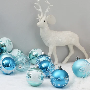 24buc 6cm Albastru Desen de Crăciun, Bile de Crăciun Copac Agățat Mingea Decor Minge Pom de Ornamente pentru Crăciun Consumabile Partid Decor