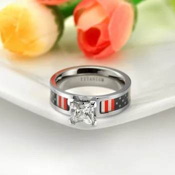 Somen 6mm Inel Femei Titan Ring cu Steagul American Cubic Zirconia Inele de Logodna Camo Trupa de Nunta de Moda de sex Feminin Cadouri Bijuterii