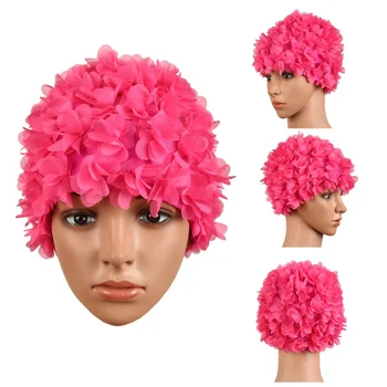 Vintage Florale Doamnelor Femeie Capac De Înot Petală Retro Înot Pălărie De Flori Cască De Baie Atractiv Pălărie