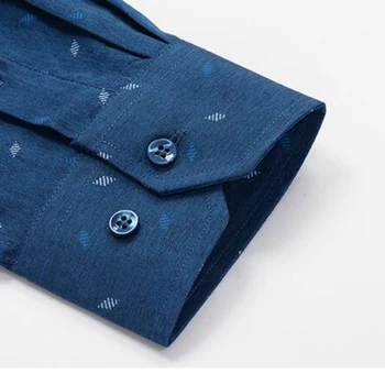 De înaltă calitate, plus dimensiune 8XL 9XL 10XL camasa barbati maneca lunga Vara antumn print dot shirt de afaceri liber masculin supradimensionat tricou albastru
