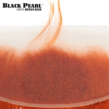 Negru Perla Portocaliu Pachete Cu Frontal Drept Remy De Păr Pachete Blondă A Părului Brazilian Țese 2/3 Pachete Cu Frontal
