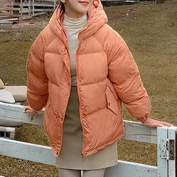 Femeile Parka Jacheta De Moda Bomboane De Culoare Solidă Cald Gros De Iarna Cu Gluga Haina De Iarna Parka Stil Coreean Outwear Jacket