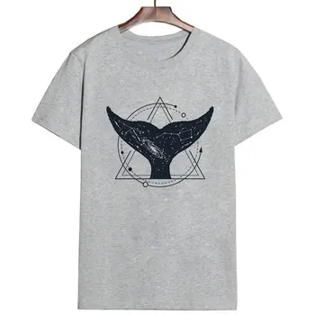 Vogue Whale Tail Printed Tricou Cosmic Credința Harajuku epocă Topuri de Vara Tricou Femei Vintage Streetwear Vegan Gotic T-shirt